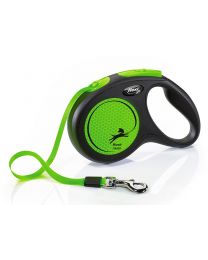 Flexi New Neon Tape Medium, Green 5m (up to 25kg)