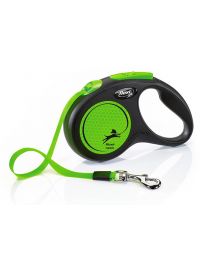 Flexi New Neon Tape Small, Green 5m (up to 15kg)